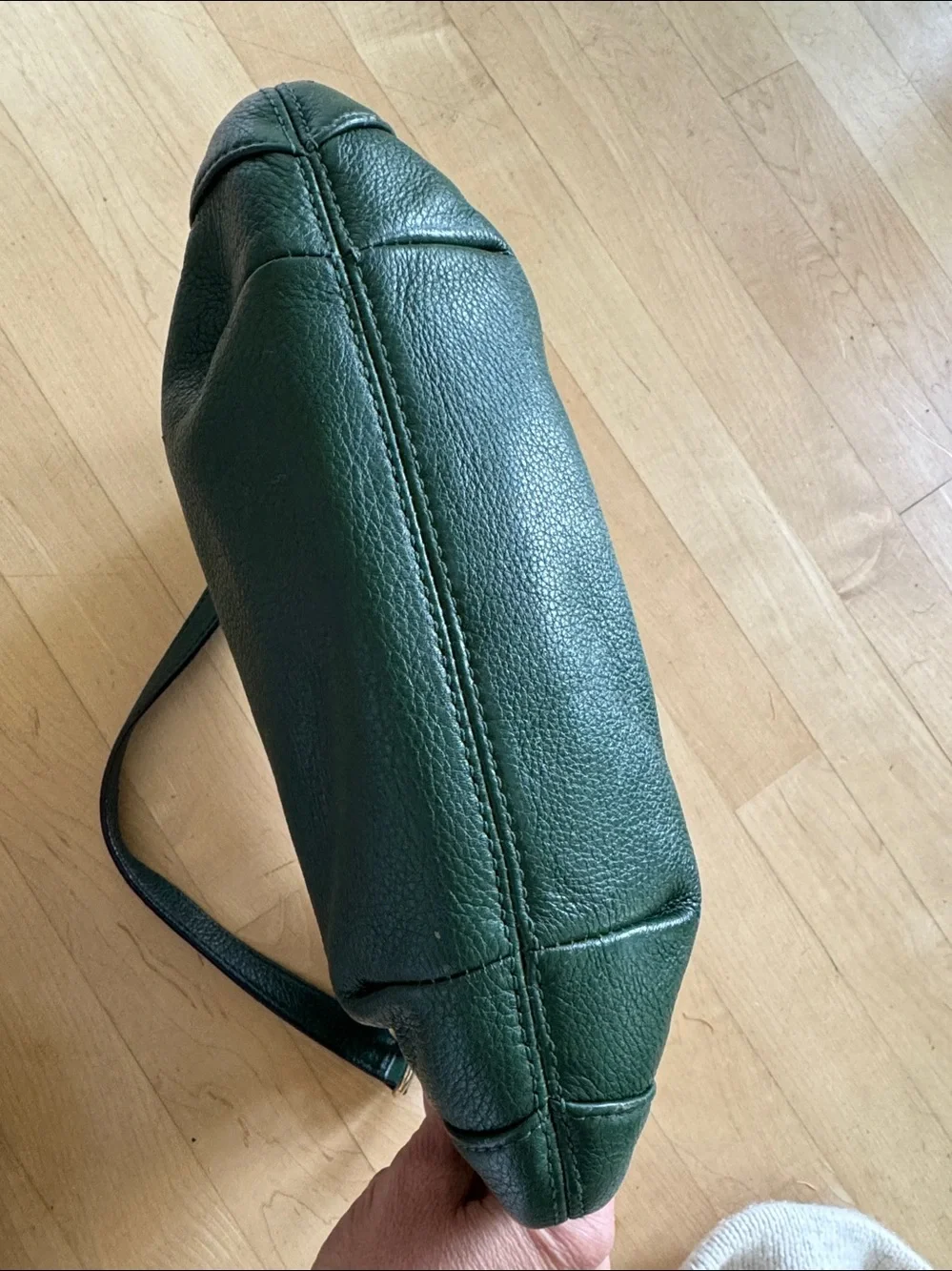 Michael Kors Dark Green Pebbled Leather Hobo with Tassel